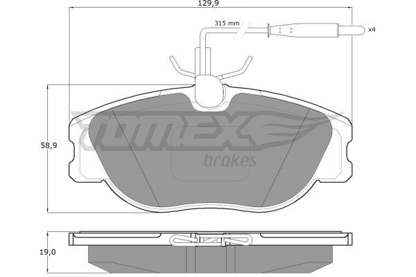 TOMEX BRAKES stabdžių trinkelių rinkinys, diskinis stabdys TX 12-442